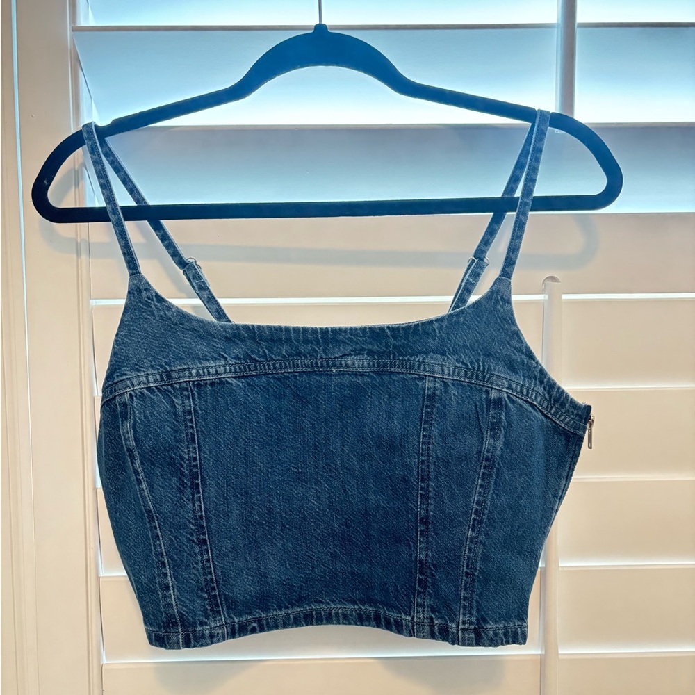 Aritzia Levi's Blue Denim Crop Top - Picture 2 of 5